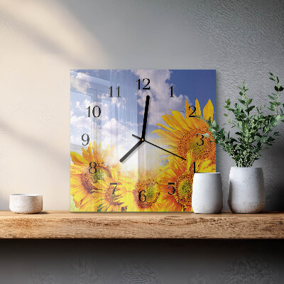 Quadrato orologio in vetro decorativo Girasoli