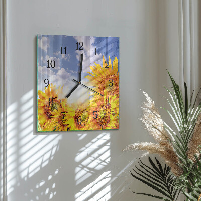 Quadrato orologio in vetro decorativo Girasoli