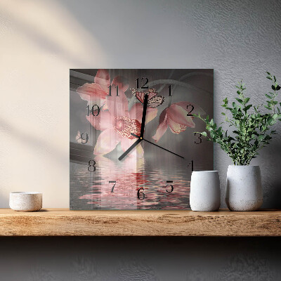 Orologio quadrato in vetro Orchidea