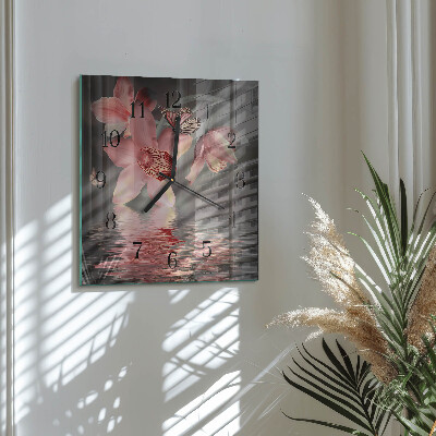 Orologio quadrato in vetro Orchidea