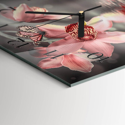 Orologio quadrato in vetro Orchidea