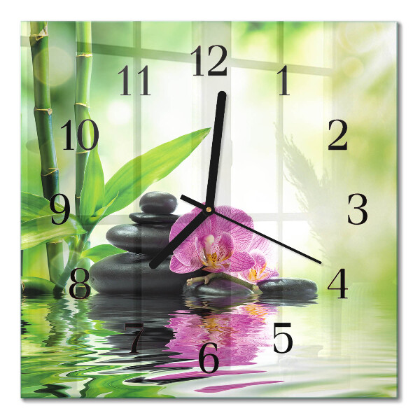 Orologio quadrato in vetro Piscina Orchidea