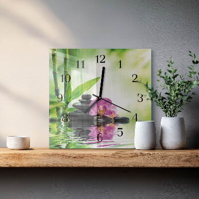 Orologio quadrato in vetro Piscina Orchidea
