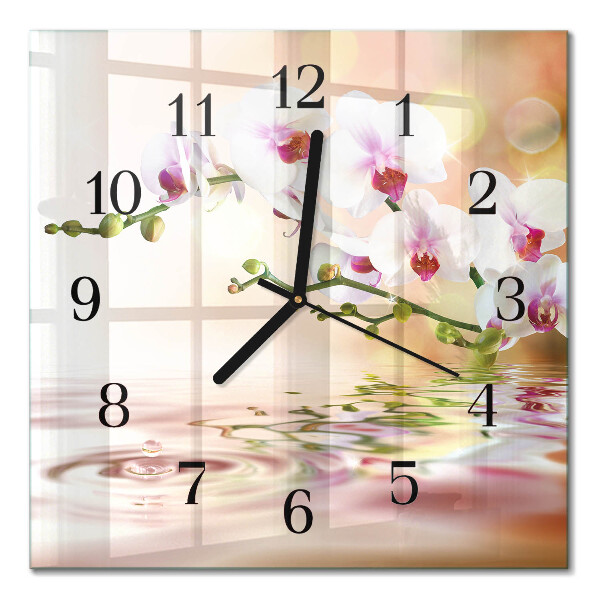 Quadrato orologio in vetro decorativo Orchidea