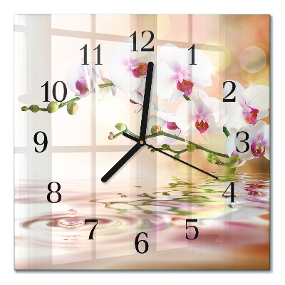 Quadrato orologio in vetro decorativo Orchidea