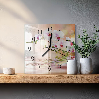 Quadrato orologio in vetro decorativo Orchidea