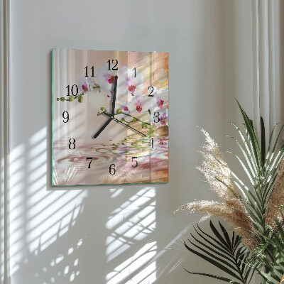 Quadrato orologio in vetro decorativo Orchidea