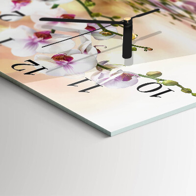 Quadrato orologio in vetro decorativo Orchidea