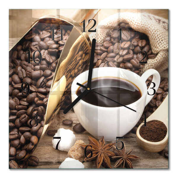 Quadrato orologio da parete Caffè