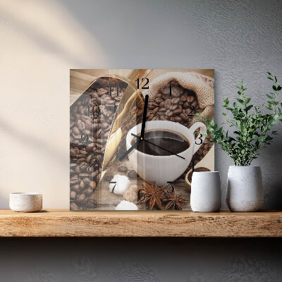 Quadrato orologio da parete Caffè