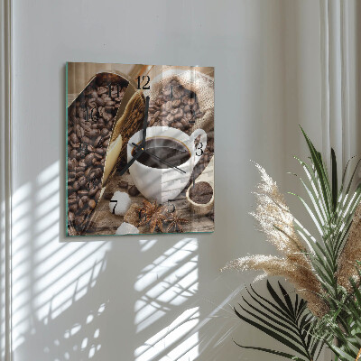 Quadrato orologio da parete Caffè