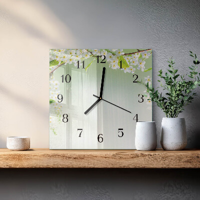 Quadrato orologio in vetro decorativo Primavera