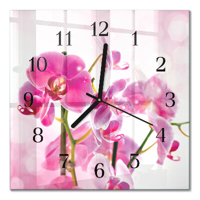 Quadrato orologio da parete Orchidea