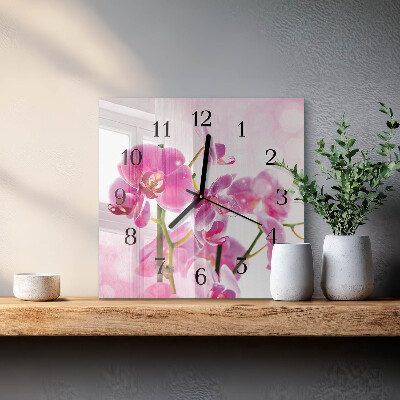 Quadrato orologio da parete Orchidea