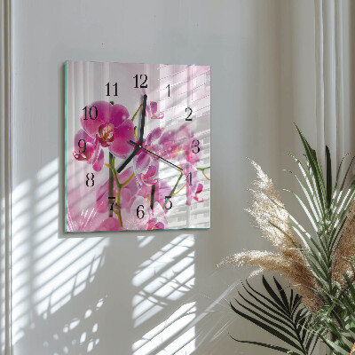 Quadrato orologio da parete Orchidea