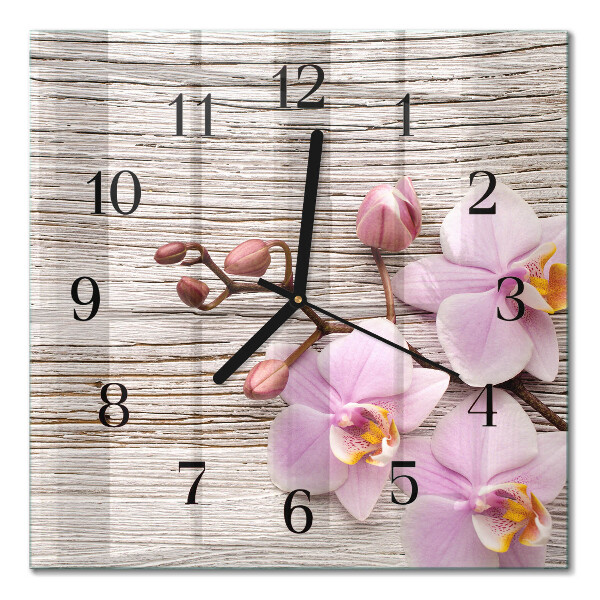 Quadrato orologio in vetro decorativo Orchidea