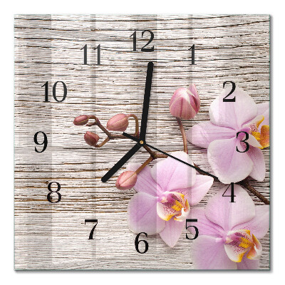 Quadrato orologio in vetro decorativo Orchidea