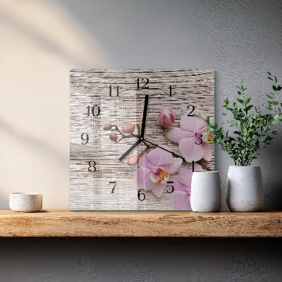 Quadrato orologio in vetro decorativo Orchidea