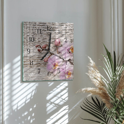 Quadrato orologio in vetro decorativo Orchidea