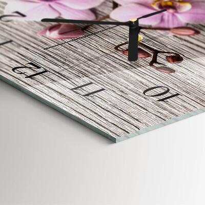 Quadrato orologio in vetro decorativo Orchidea