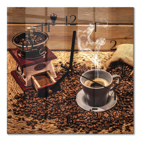 Orologio quadrato in vetro Chicchi di caffè