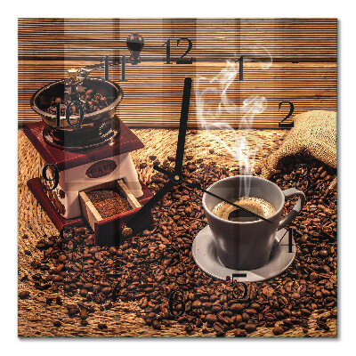 Orologio quadrato in vetro Chicchi di caffè