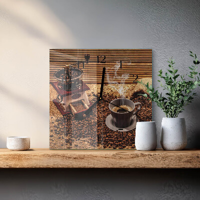 Orologio quadrato in vetro Chicchi di caffè