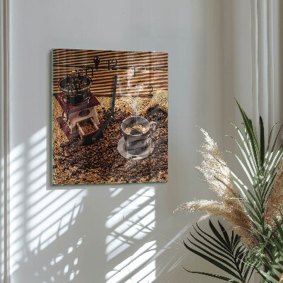 Orologio quadrato in vetro Chicchi di caffè