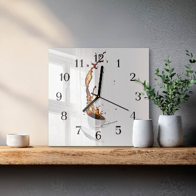 Quadrato orologio in vetro decorativo Caffè