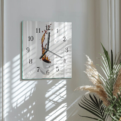 Quadrato orologio in vetro decorativo Caffè
