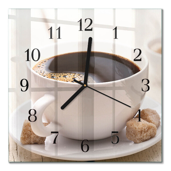 Quadrato orologio in vetro decorativo Caffè