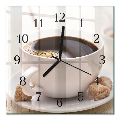 Quadrato orologio in vetro decorativo Caffè