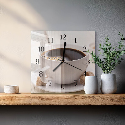 Quadrato orologio in vetro decorativo Caffè