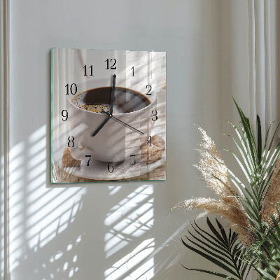 Quadrato orologio in vetro decorativo Caffè