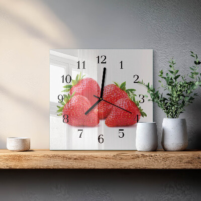 Quadrato orologio da parete Fragole