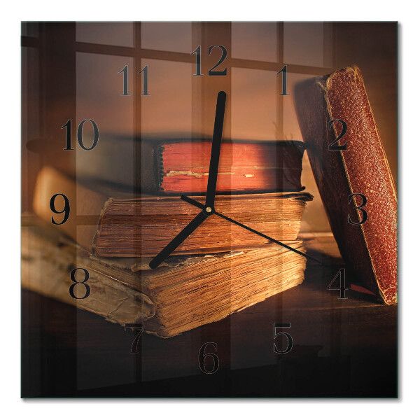 Quadrato orologio in vetro decorativo Libro