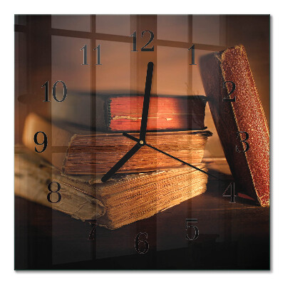 Quadrato orologio in vetro decorativo Libro