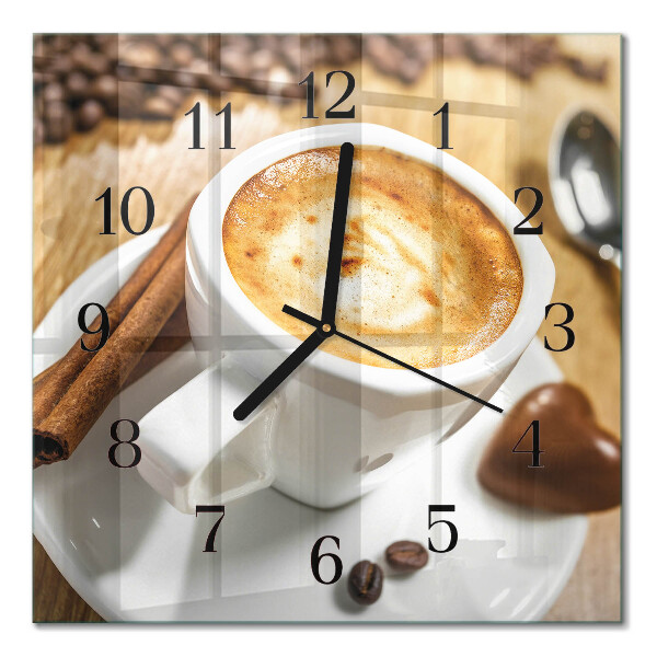 Quadrato orologio in vetro decorativo Caffè