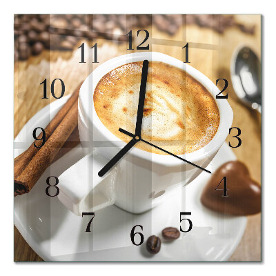 Quadrato orologio in vetro decorativo Caffè