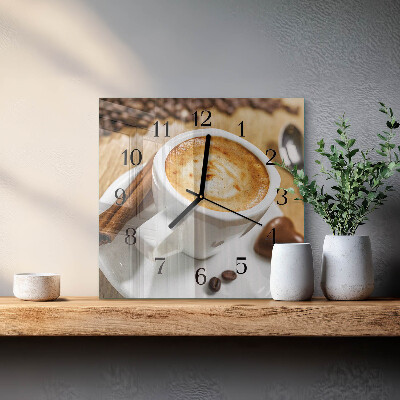 Quadrato orologio in vetro decorativo Caffè