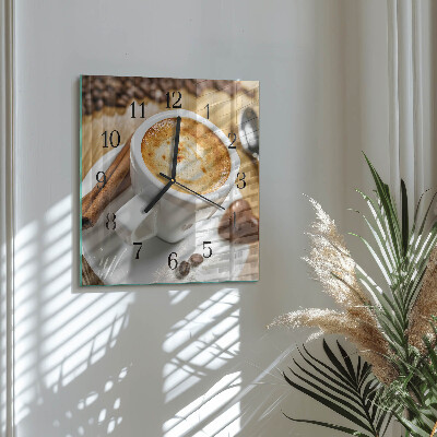 Quadrato orologio in vetro decorativo Caffè