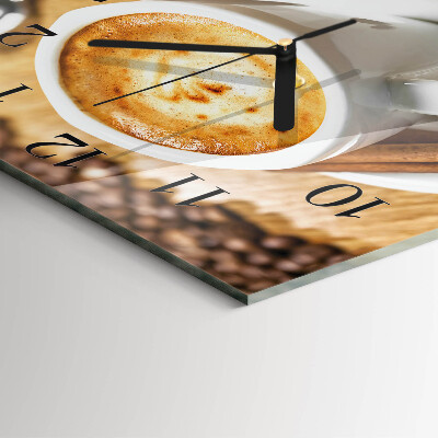 Quadrato orologio in vetro decorativo Caffè