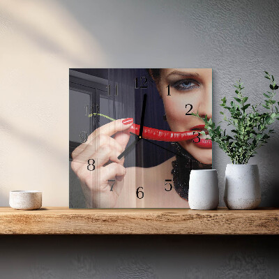 Orologio quadrato in vetro Peperoncino