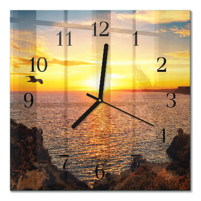 Orologio quadrato in vetro Tramonto