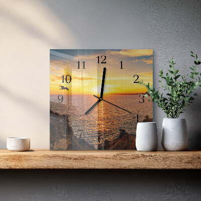Orologio quadrato in vetro Tramonto