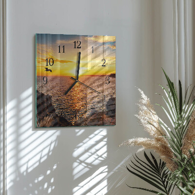 Orologio quadrato in vetro Tramonto