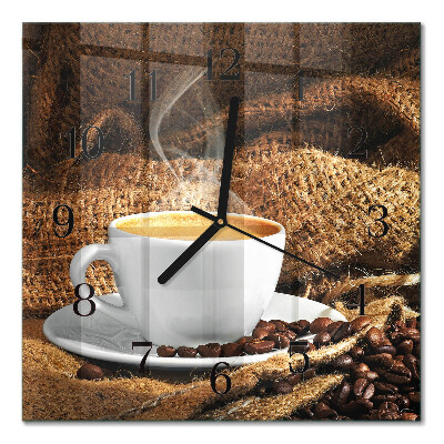 Quadrato orologio da parete Chicchi di caffè