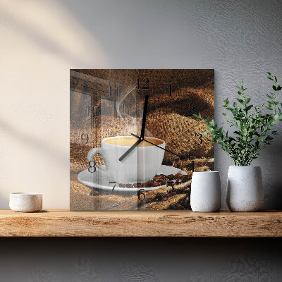 Quadrato orologio da parete Chicchi di caffè