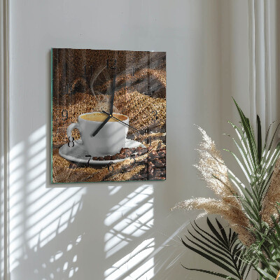 Quadrato orologio da parete Chicchi di caffè