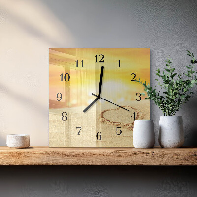Orologio quadrato Cuore nella sabbia